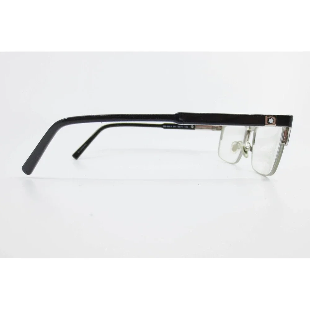 Montblanc MB 636-3 001 Black Silver Semi Rimless Eyeglass Frames Italy 56-17-145